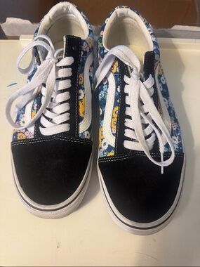 Vans Floral Low-Top Sneakers - Navy, Black, White & Yellow